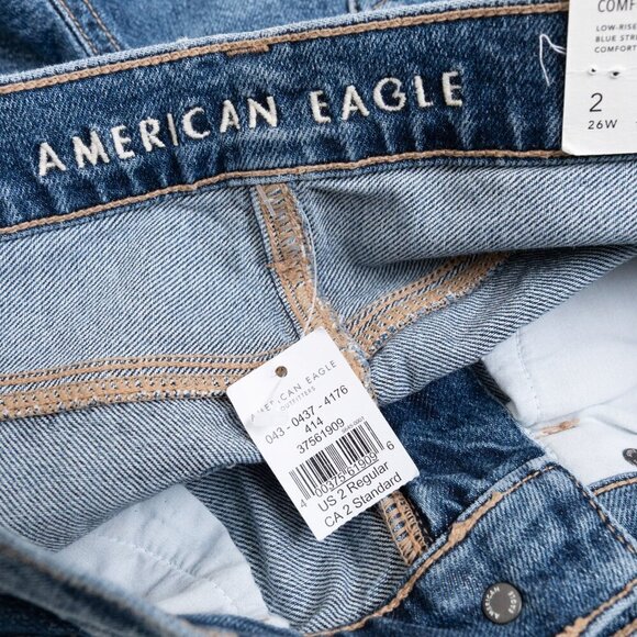 American Eagle Low Rise Baggy Straight Leg Jeans Medium Wash 26 W - Picture 7 of 16